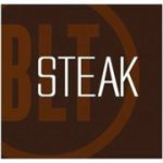 STEAK logo with large, faded BLT letters behind.