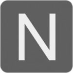Capital letter N centered on square background.