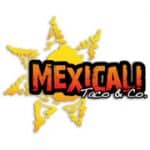 Mexicali Taco & Co. logo with bold text and sunburst design.