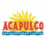 Acapulco Mexican Restaurant y Cantina logo with sun and banner.