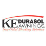 KE Durasol Awnings logo with tagline and curved line above.